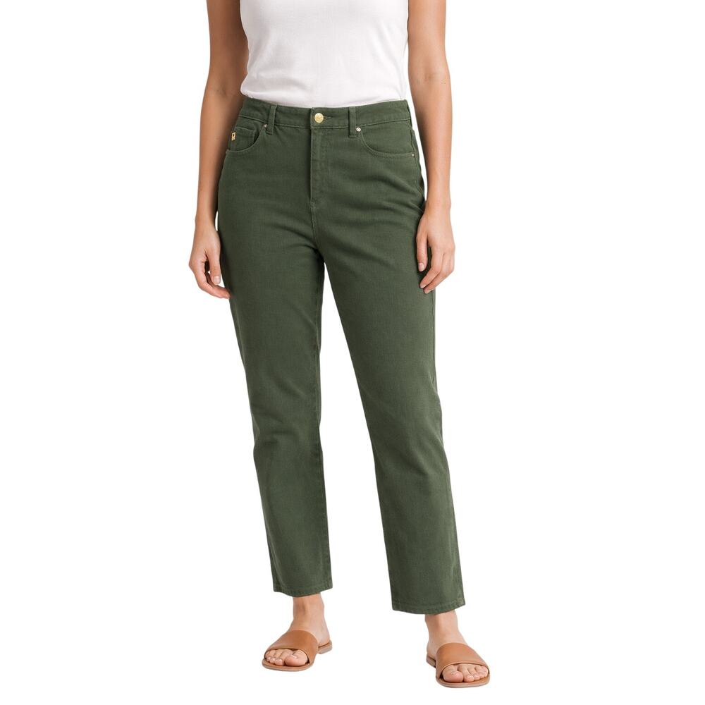 Belle by Kim Gravel Women’s Size 12 Olive Straight‑Leg Pants Stretch Comfort Fit